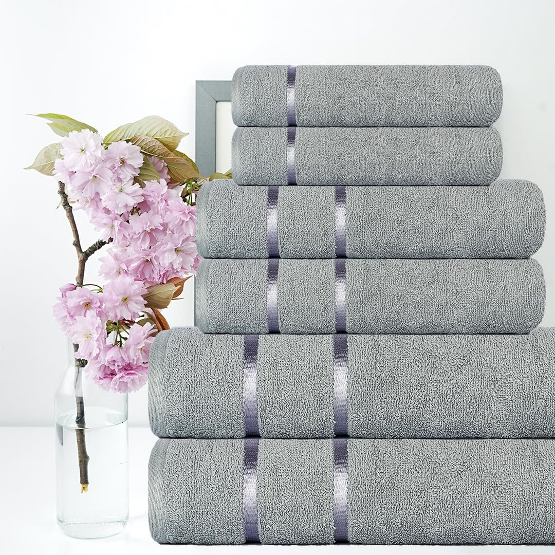 CASA COPENHAGEN Eternal 6-Piece Towel Set in Grey Violet