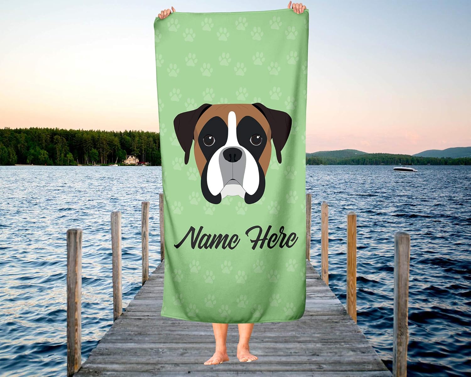 Personalized Boxer Face Beach Bath Towels