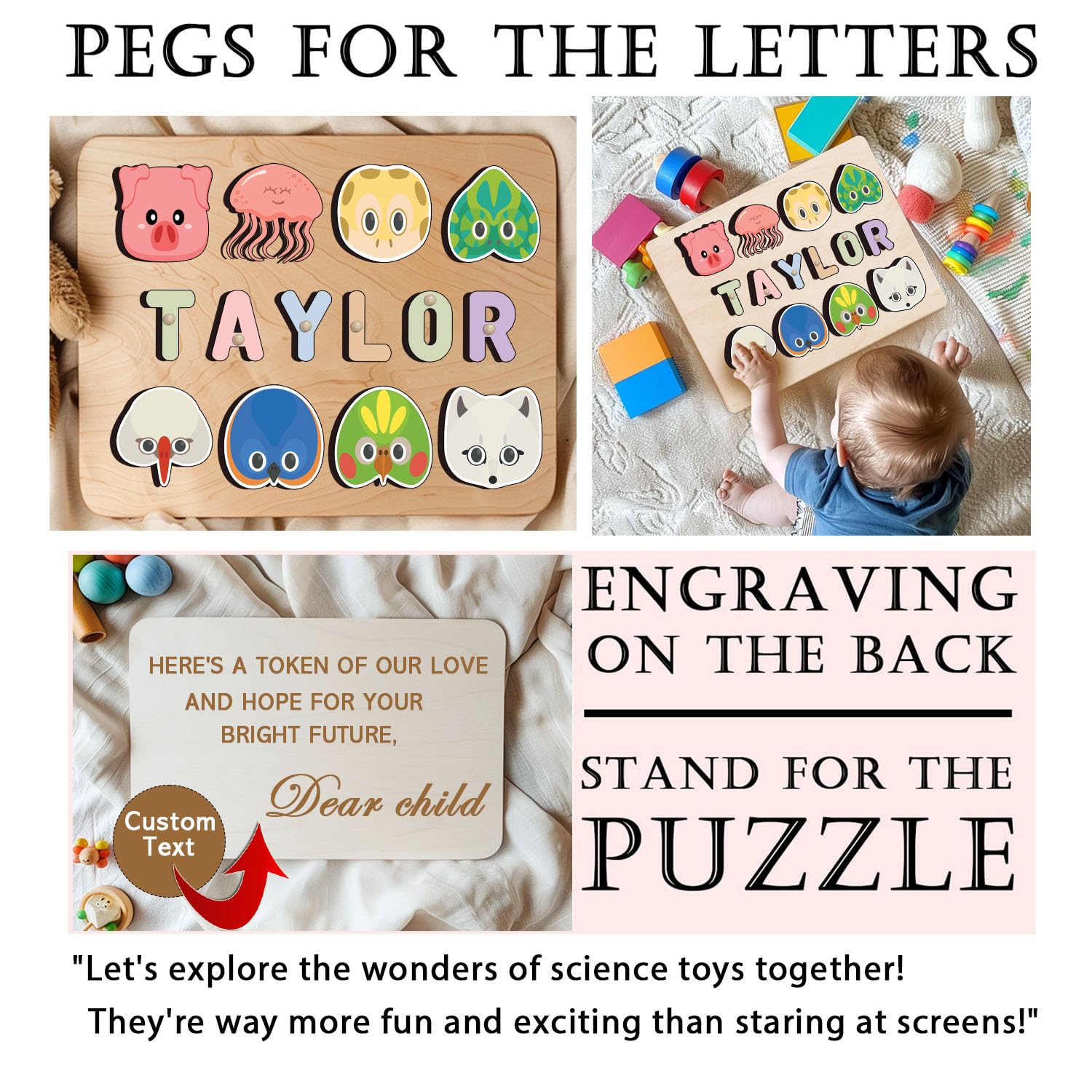 Personalized Wooden Name Puzzle For Toddlers 1-3 1