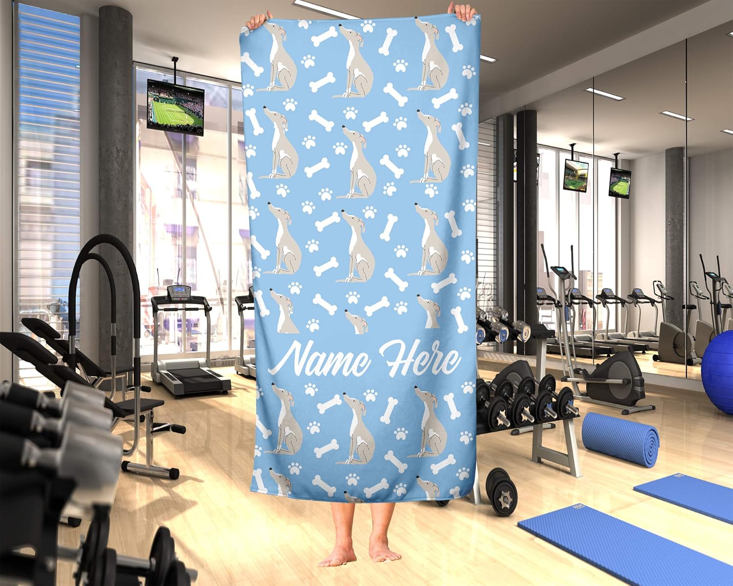 Personalized Pet Greyhound Towel - Custom Travel Bath Beach Pool Towel