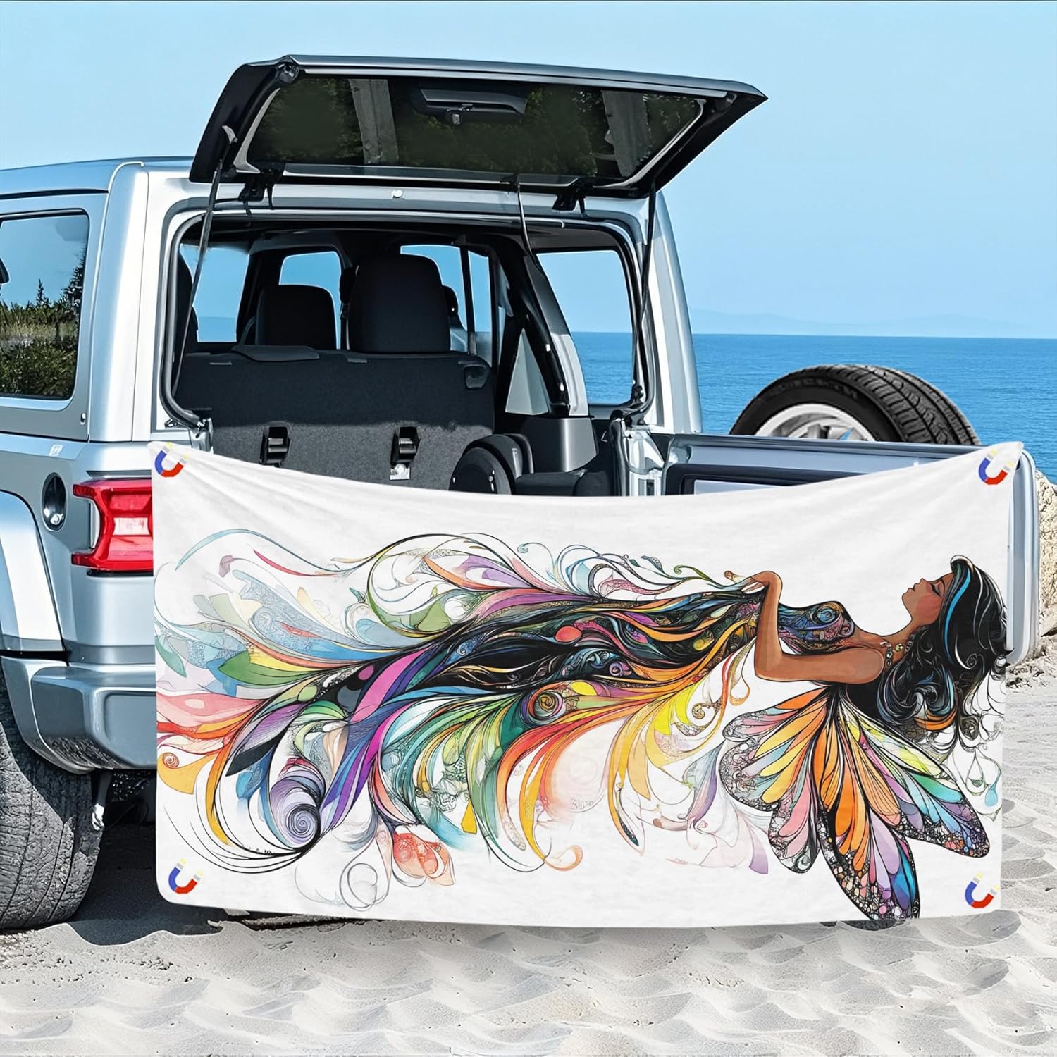 Flower Fairy Magnetic Beach Towel with Quick-Dry Microfiber