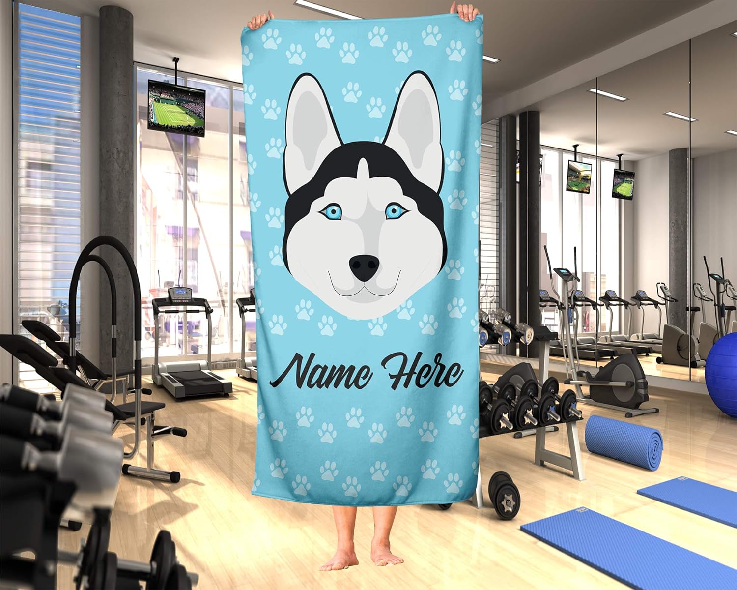 Personalized Siberian Husky Beach and Bath Towels - Large and Medium 1