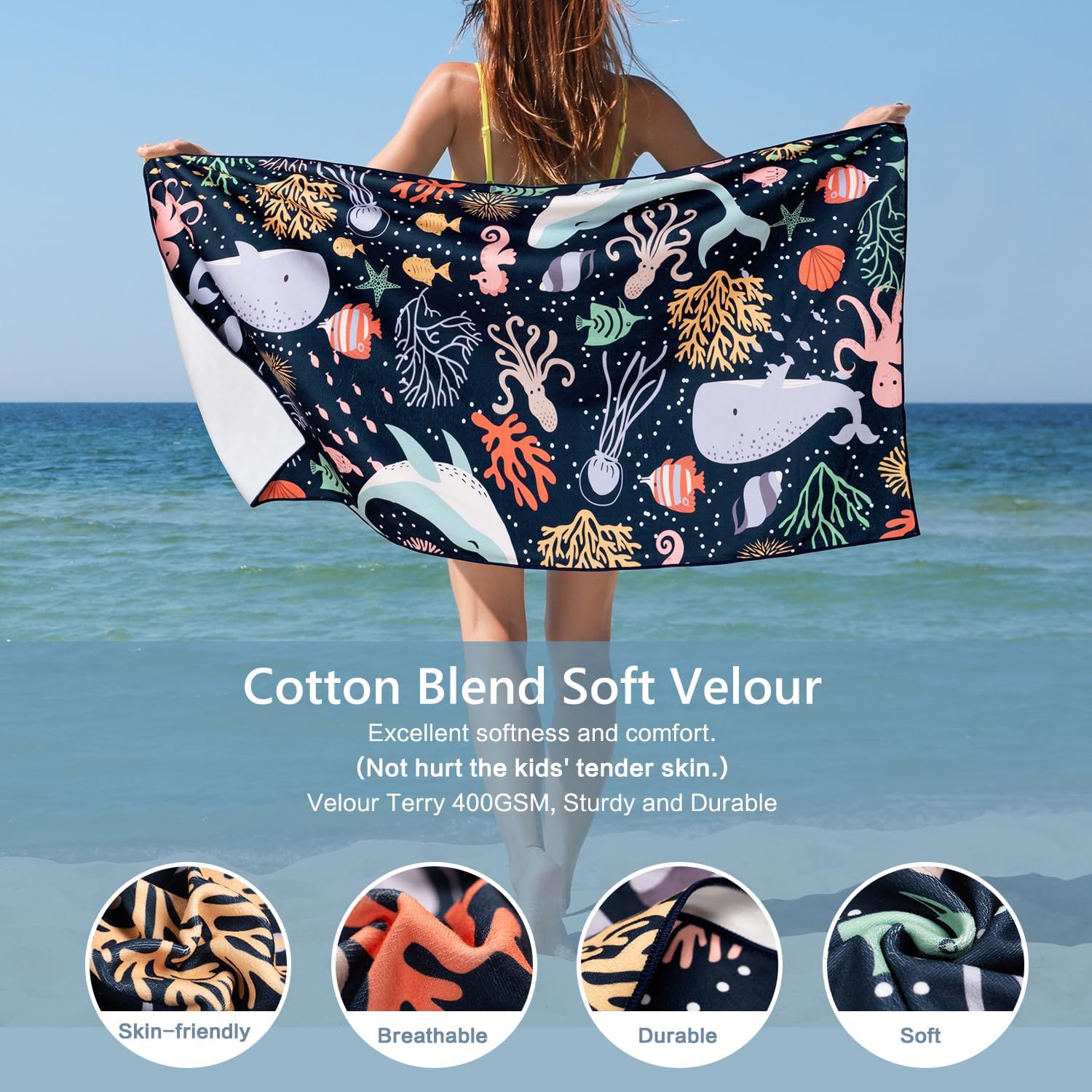 Vimorco Dolphin Whale Beach Towel Set 1