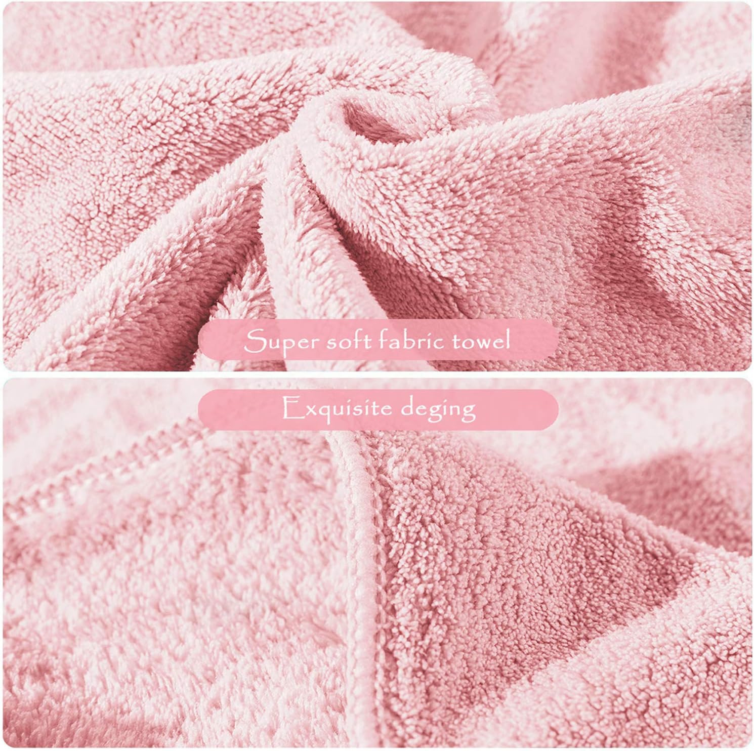 Xinrjojo 4-Piece Quick-Dry Absorbent Towels - Light Pink