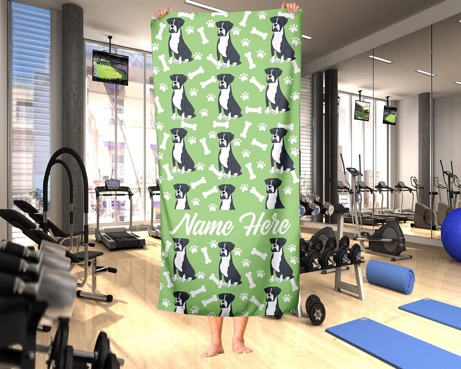 Personalized Boxer Face Beach and Bath Towels - LargeMedium