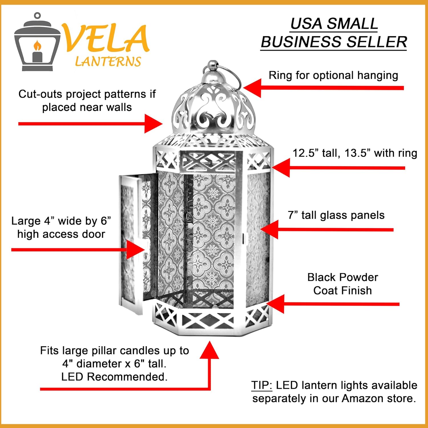 VELA LANTERNS Decorative LED Candle Lanterns Set of 2 1