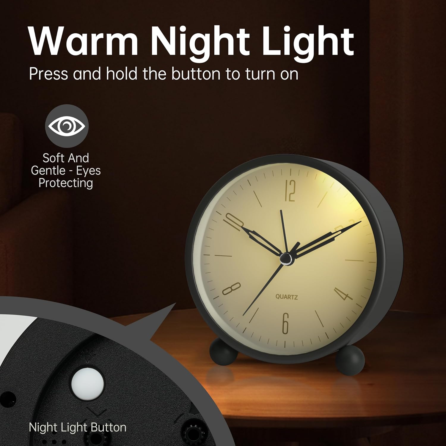JALL Analog Alarm Clock with Night Light and Silent Hand 1