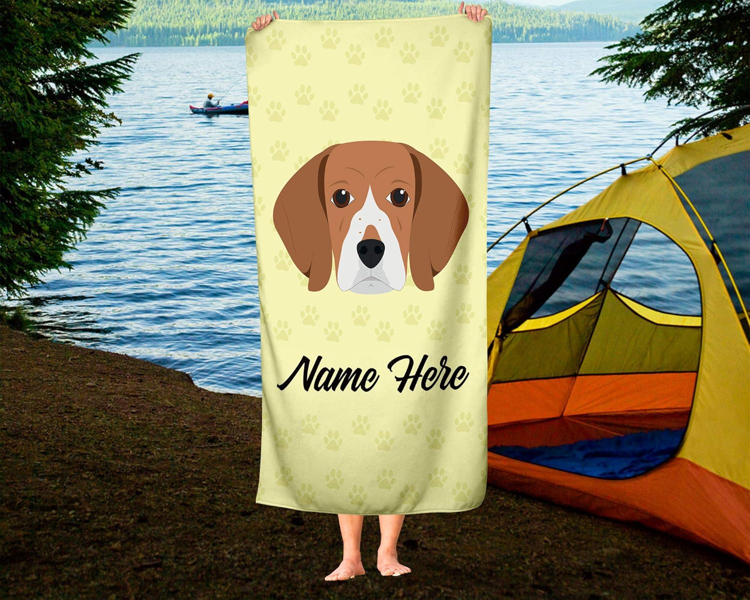 Personalized Beagle Face Towels - Beach Bath Large Medium