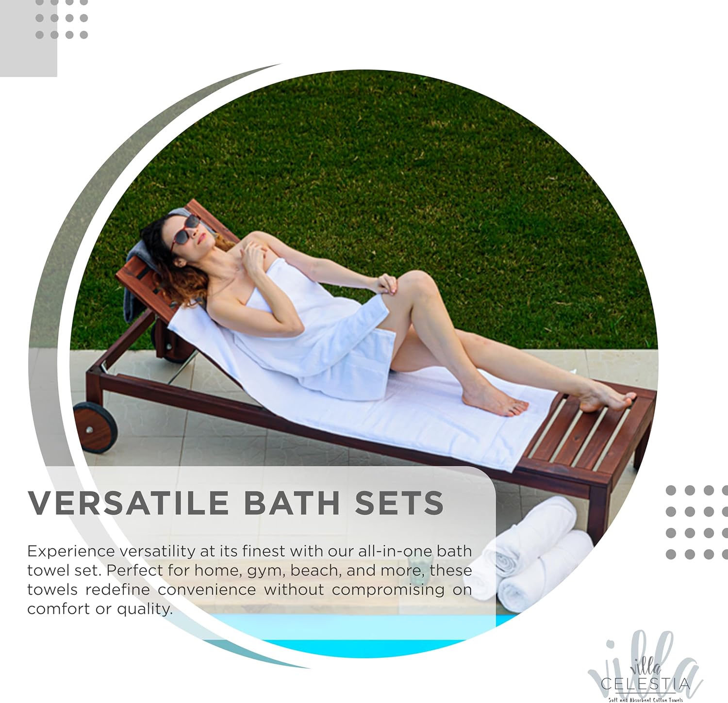 Villa Celestia 100 Cotton 12-Piece Bath Towel Set - White