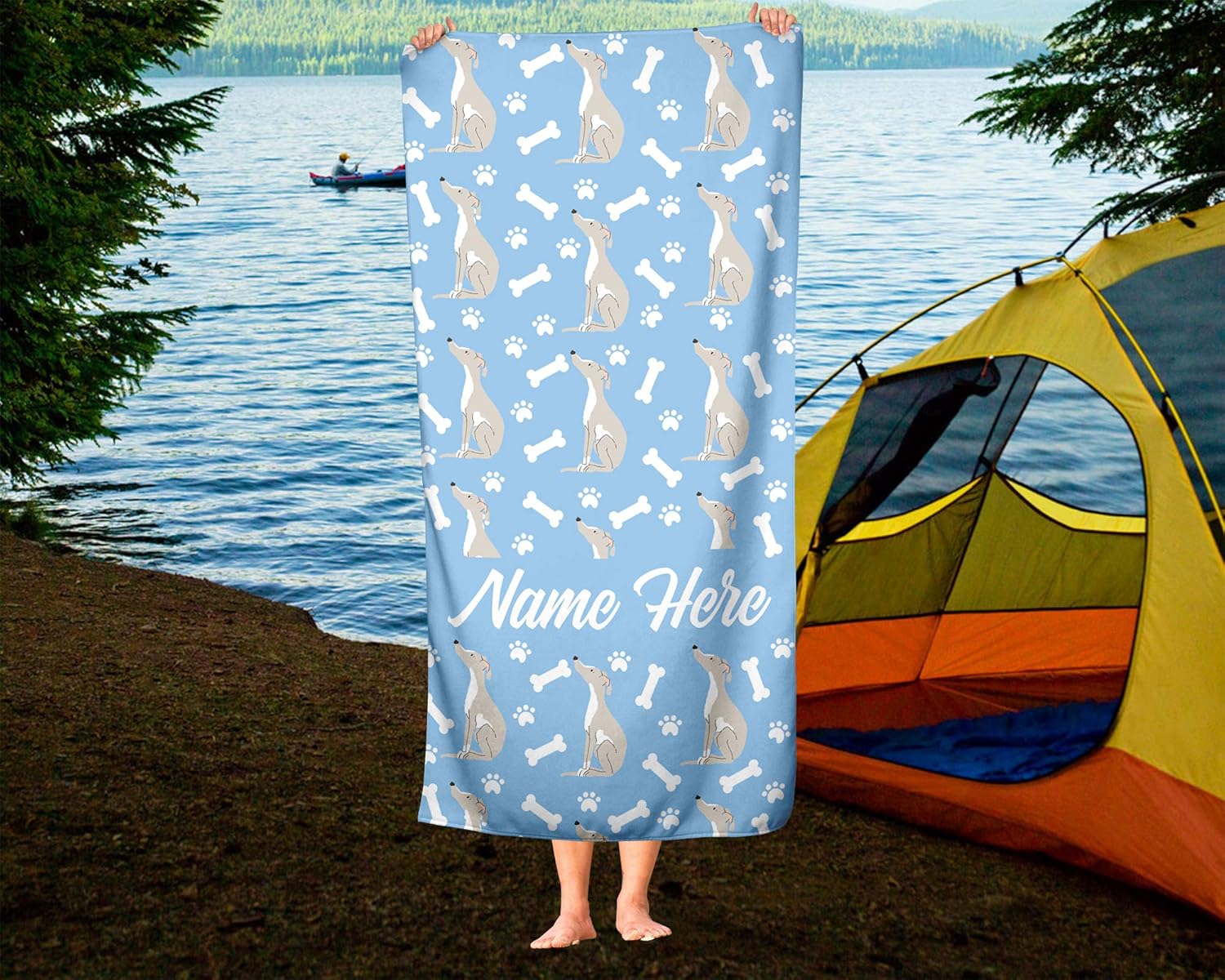 Personalized Pet Greyhound Towel - Custom Travel Bath Beach Pool Towel