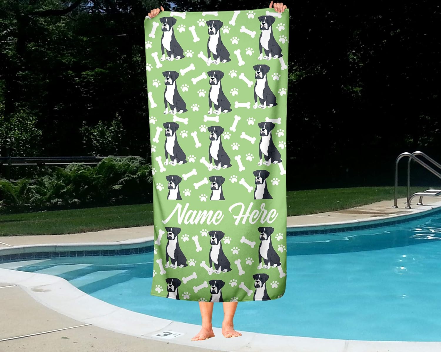Personalized Boxer Face Beach and Bath Towels - LargeMedium