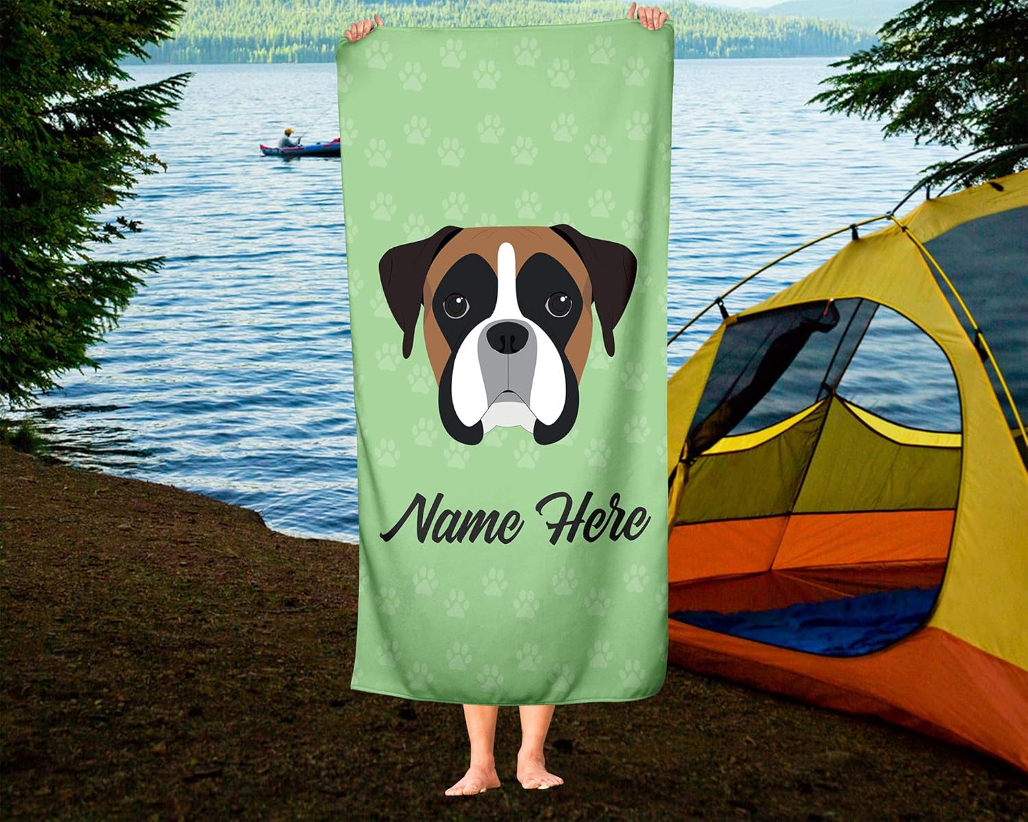 Personalized Boxer Face Beach Bath Towels