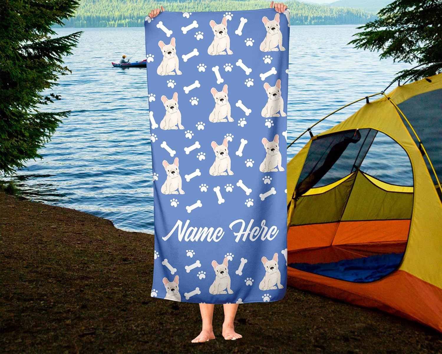 Personalized Fawn French Bulldog Pattern Towels - Large Medium 1
