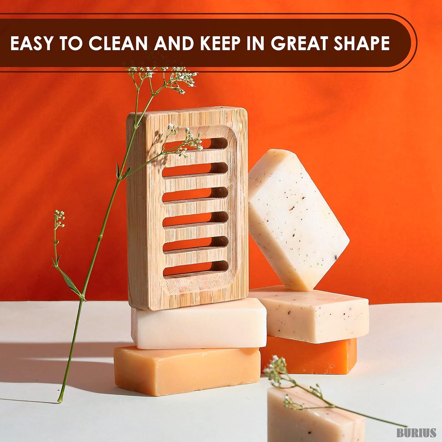 2Pcs Bamboo Soap Dish - Durable Eco-Friendly Holder for Bathroom Shower Kitchen