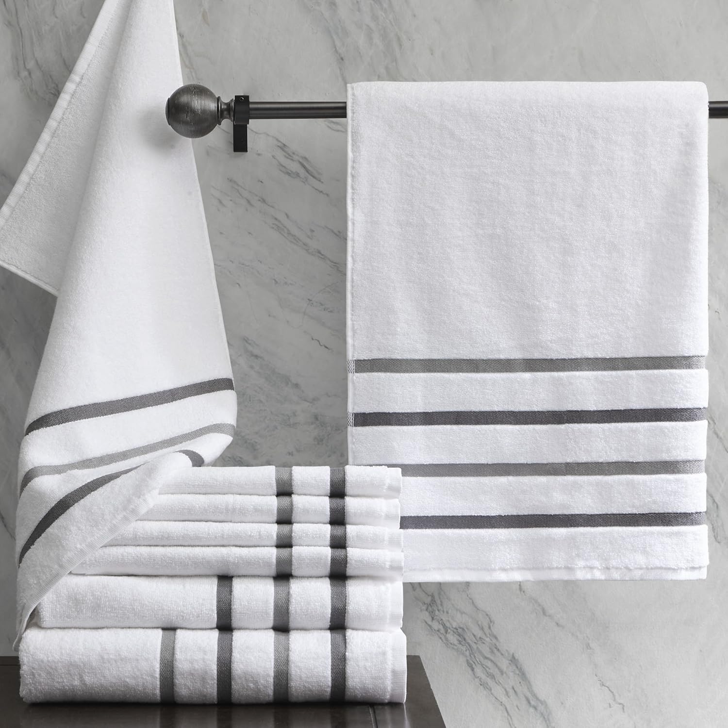 Comfort Spaces Cotton 8 Piece Bath Towel Set Striped