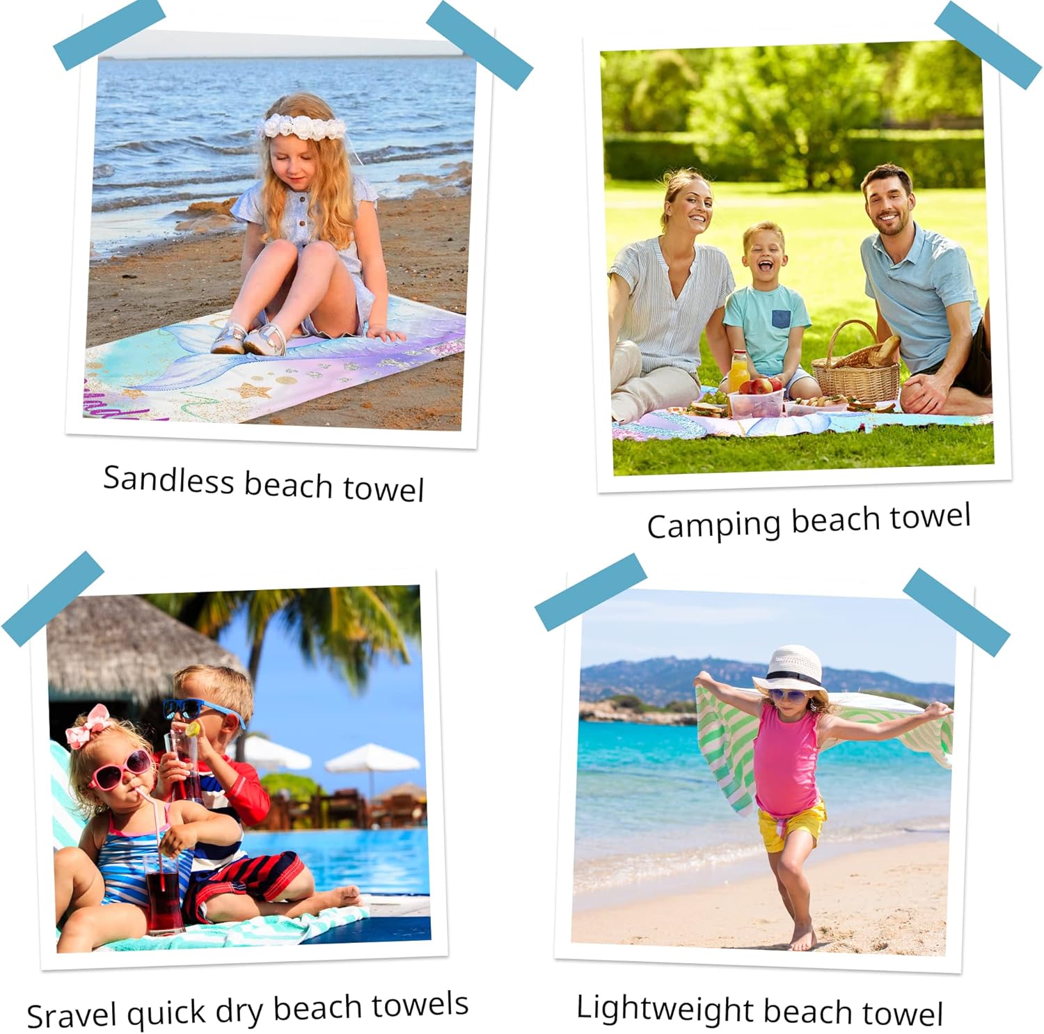 Differ More Mermaid Pink Beach Towel for Kids