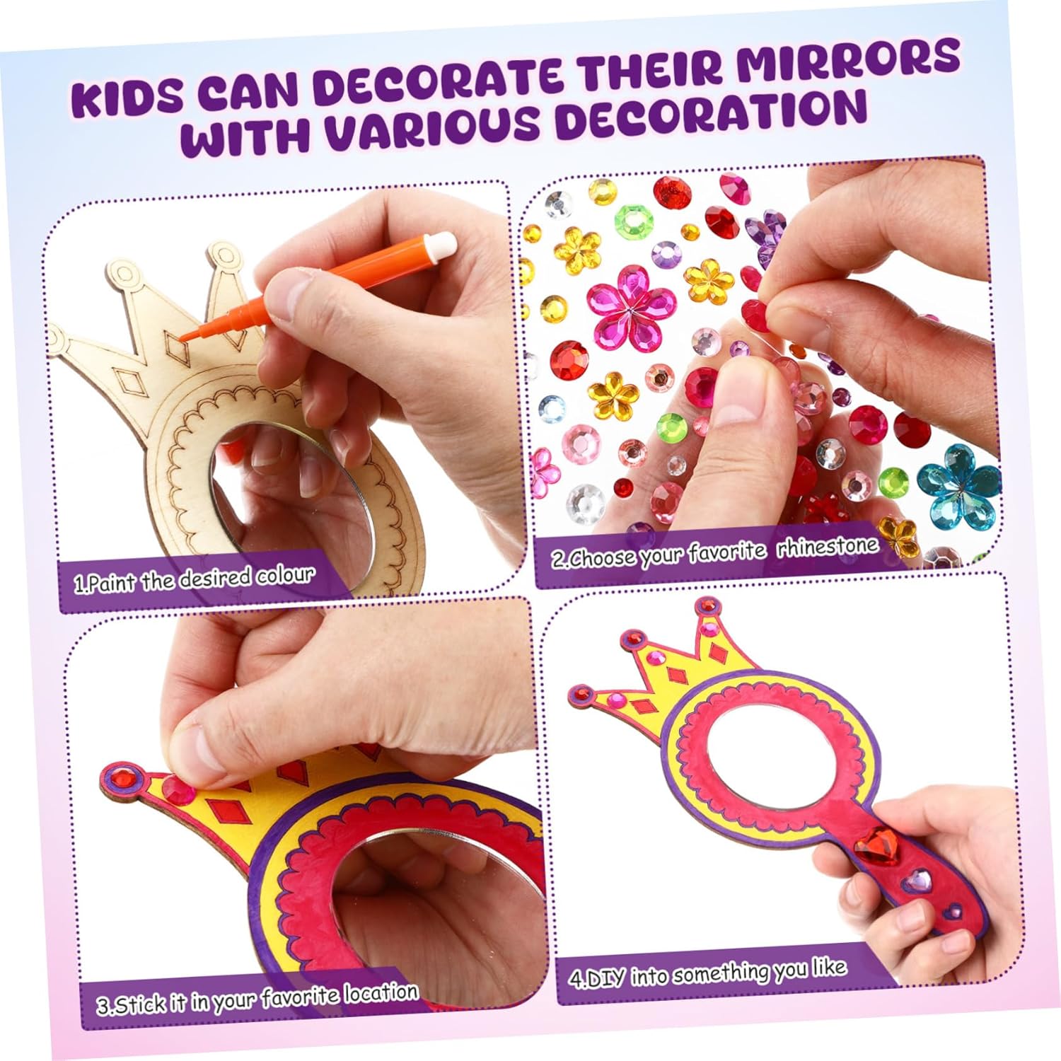 BESPORTBLE Handheld Mirror Craft Set for Kids 1