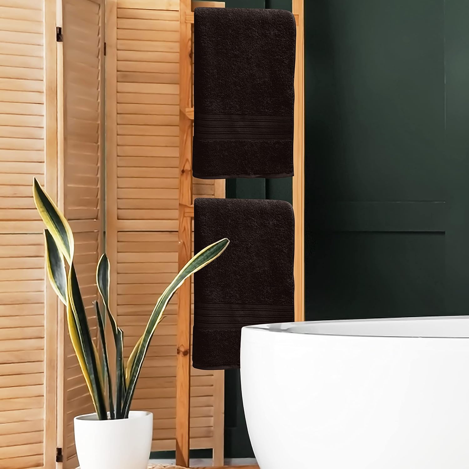 BOUTIQUO 2 Pack Bath Towel Set - Chocolate Brown