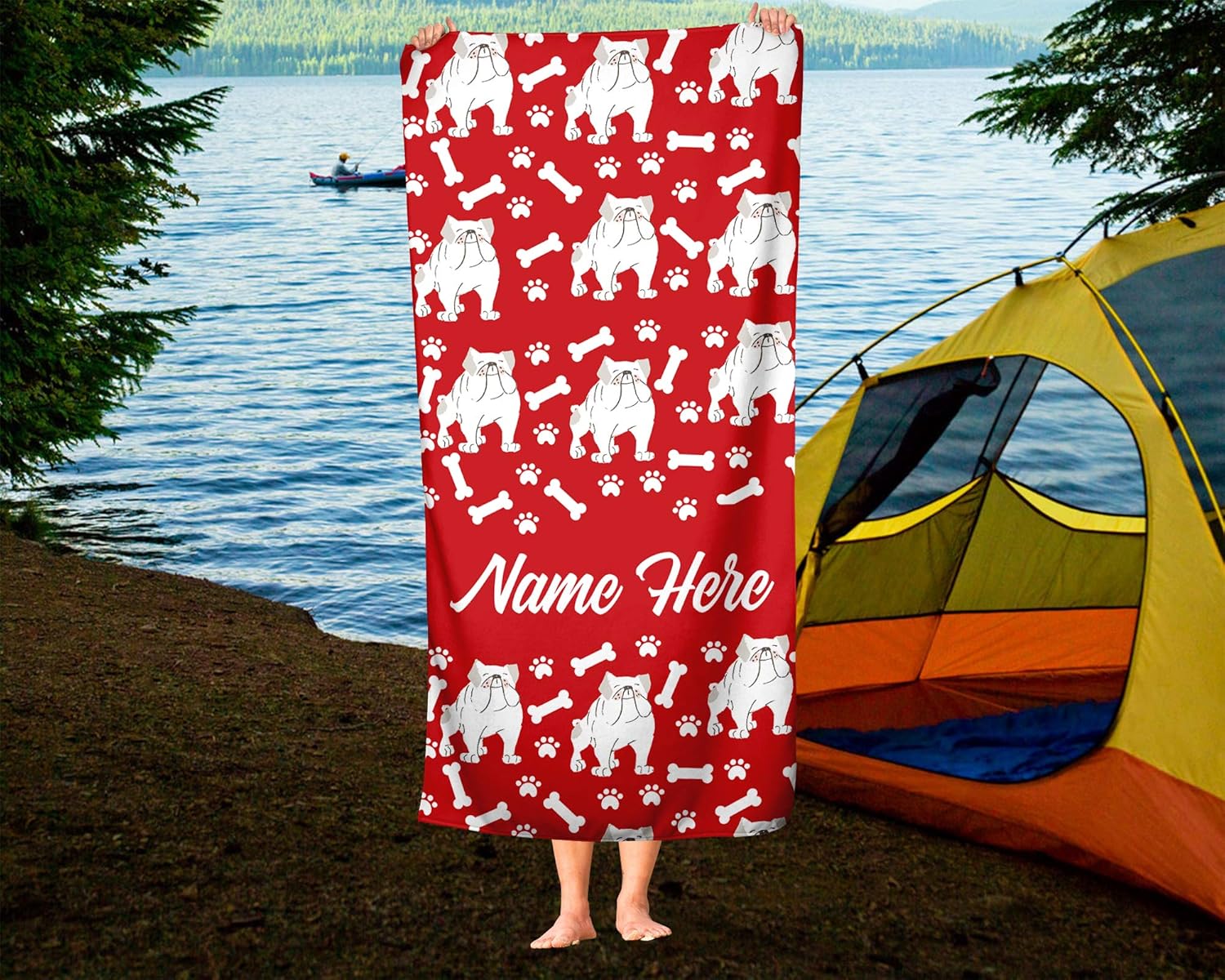Personalized British Bulldog Beach and Bath Towels - Large and Medium 1