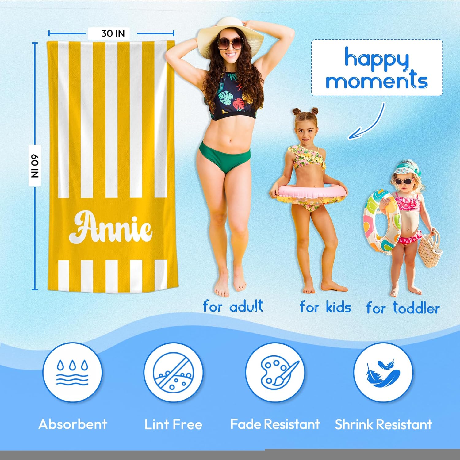 Custom Personalized Beach Towel with Name