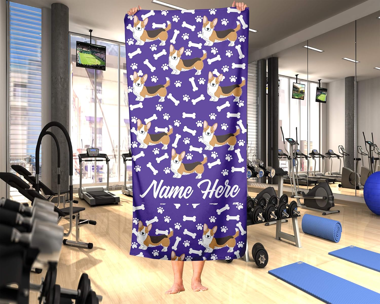 Extra Large Personalized Pet Corgi Towel for Family