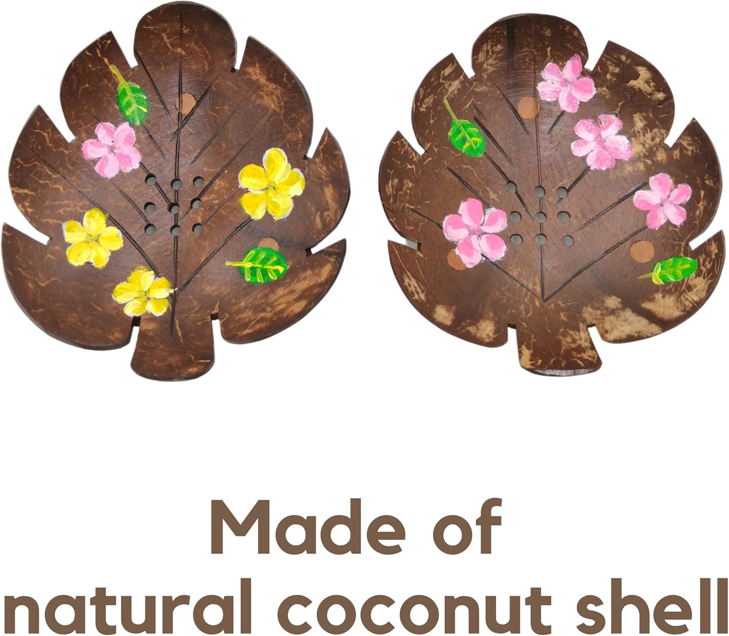 Coconut Shell Soap Dish Leaf Design 2 PCS
