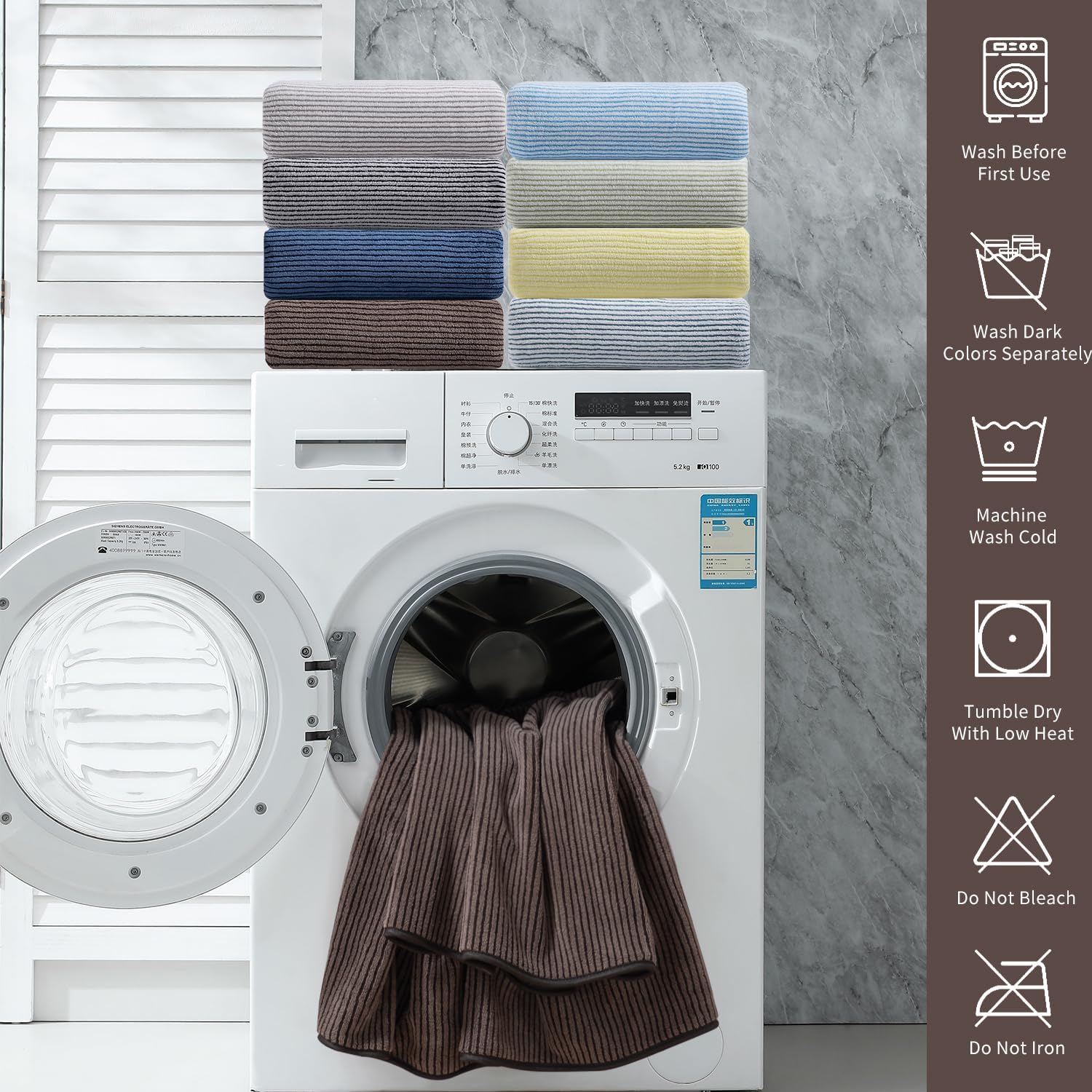 Jessy Home 4 Piece Bath Towel Set Brown