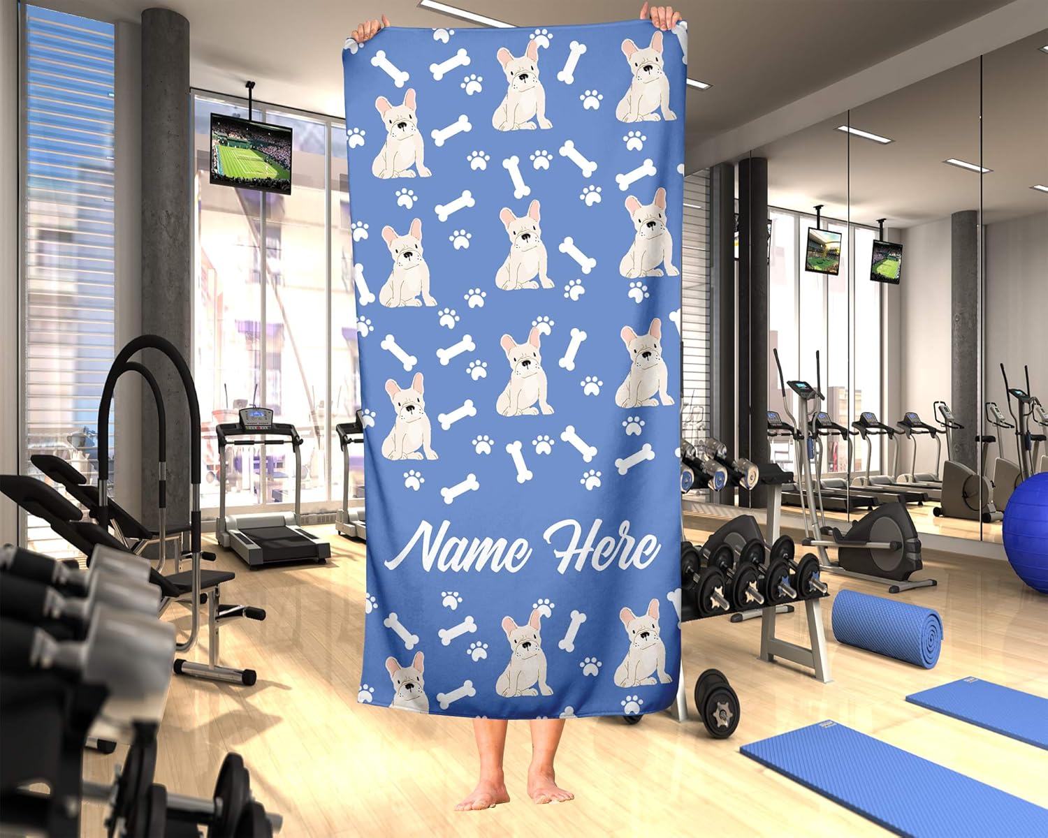 Personalized Fawn French Bulldog Pattern Towels - Large Medium 1