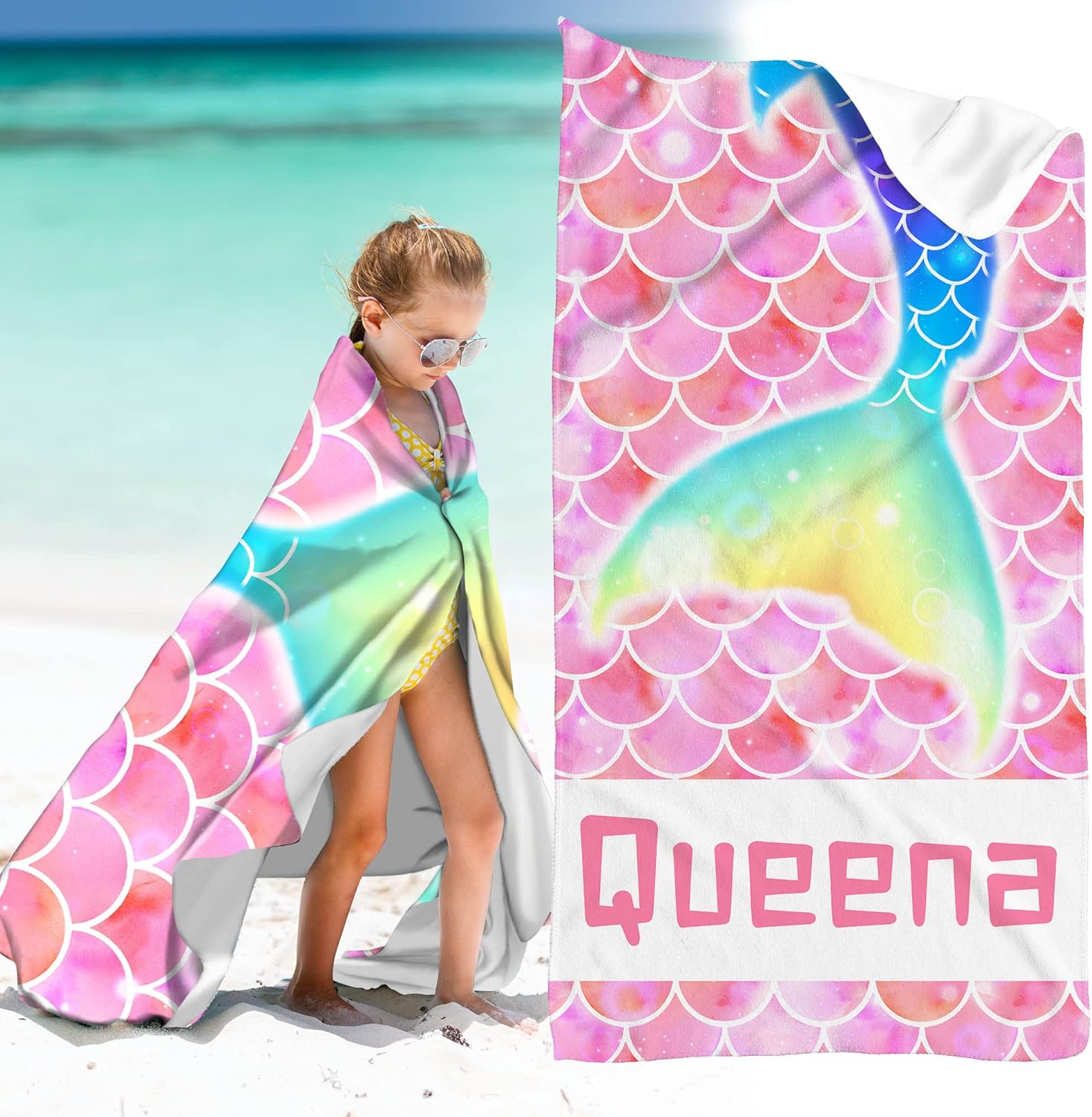DIYKST Personalized Beach Towel for Kids