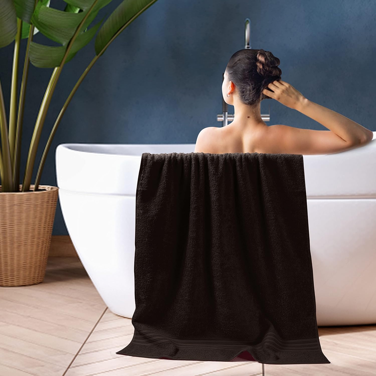 BOUTIQUO 2 Pack Bath Towel Set - Chocolate Brown