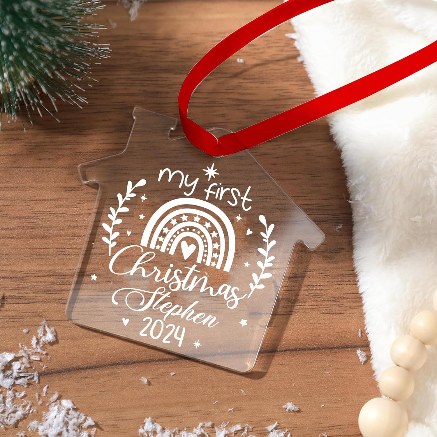 Jasilon Personalized Babys 1st Christmas Ornament