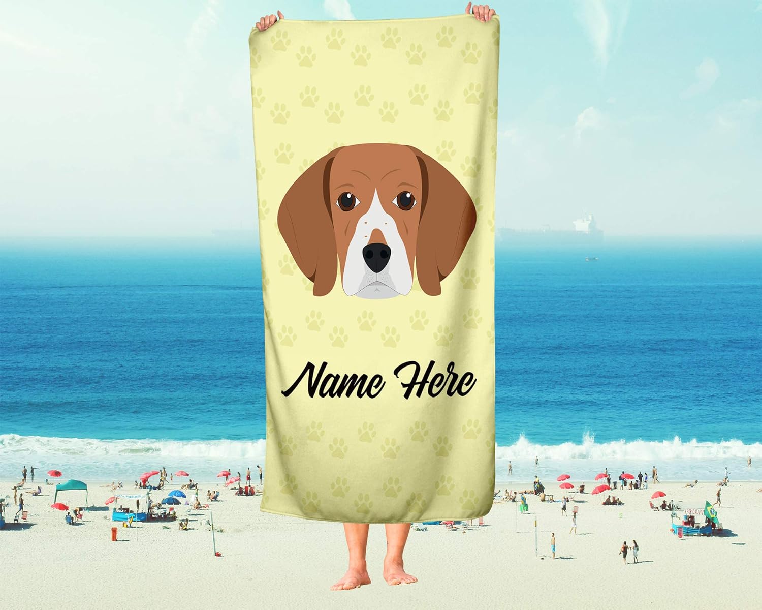 Personalized Beagle Face Towels - Beach Bath Large Medium