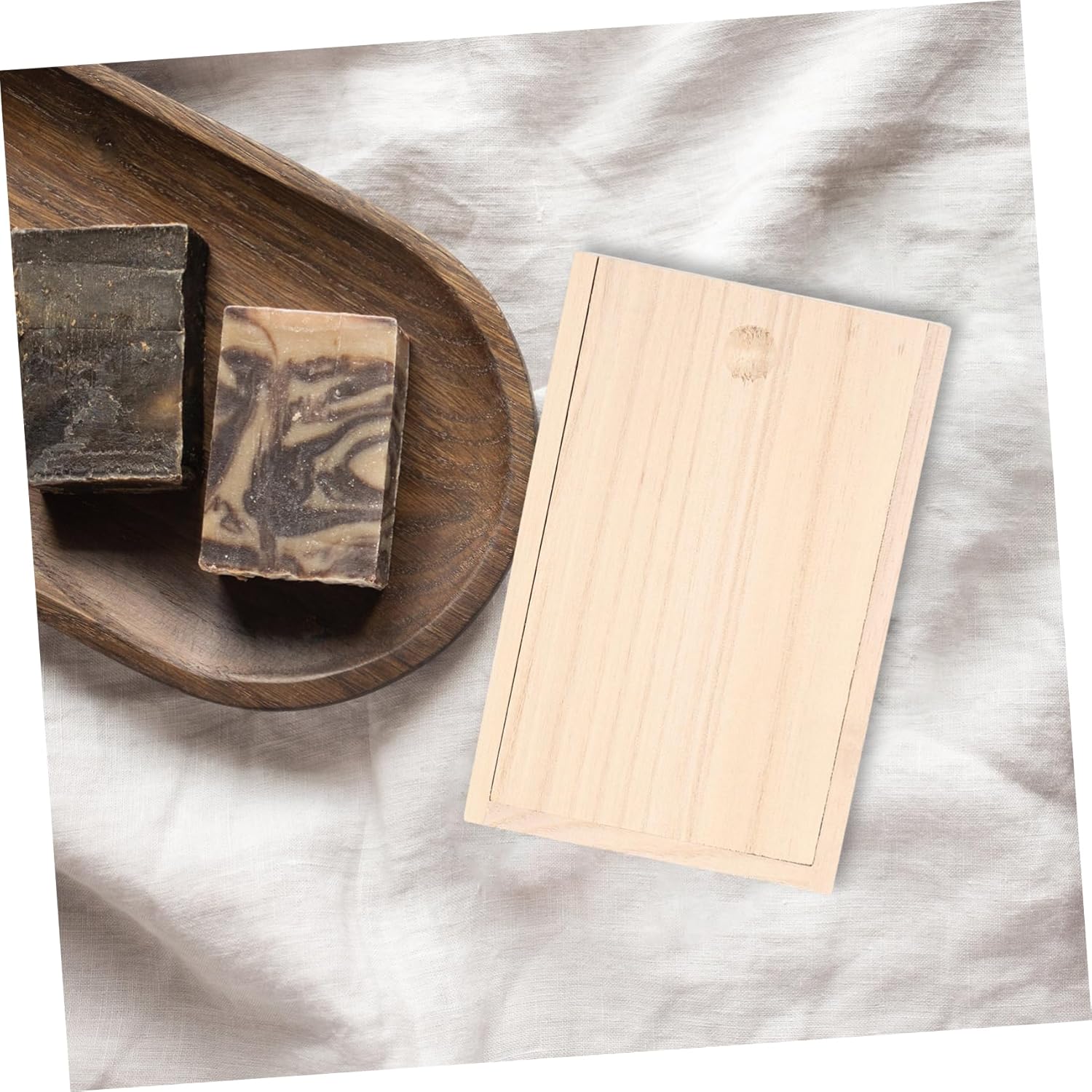 PRETYZOOM Wood Soap Dish with Pullout Lid