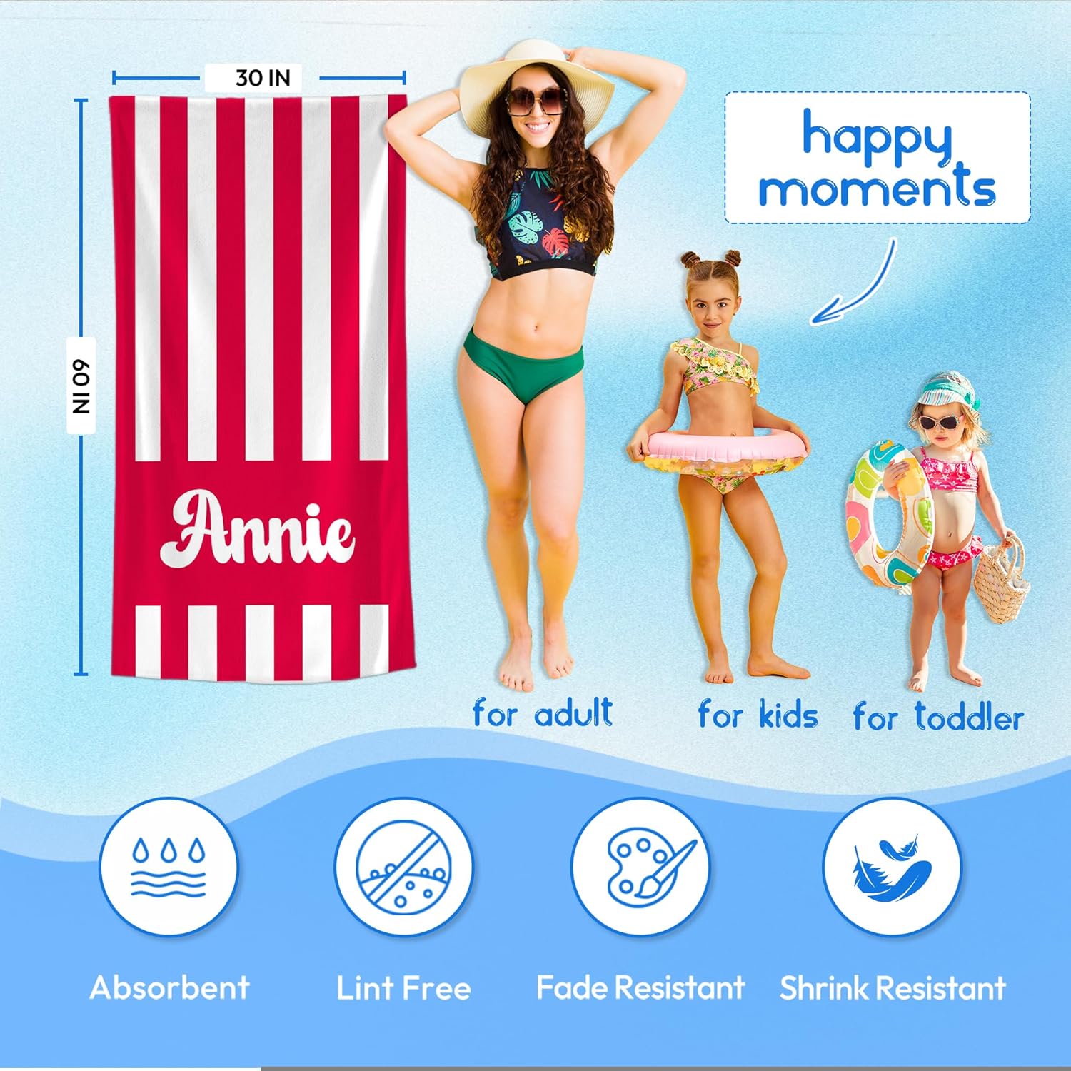 JML Personalized Beach Towel with Name