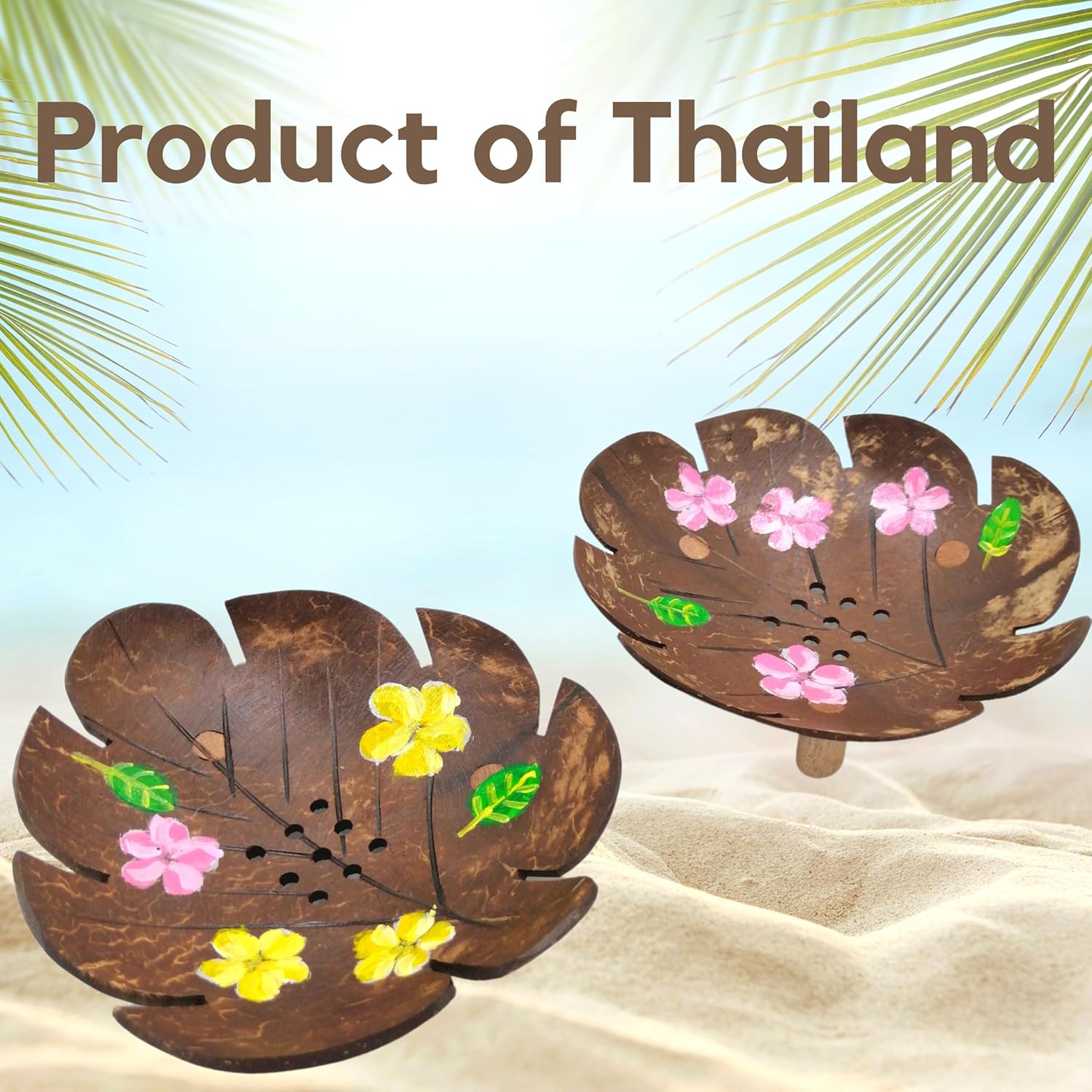 Coconut Shell Soap Dish Leaf Design 2 PCS