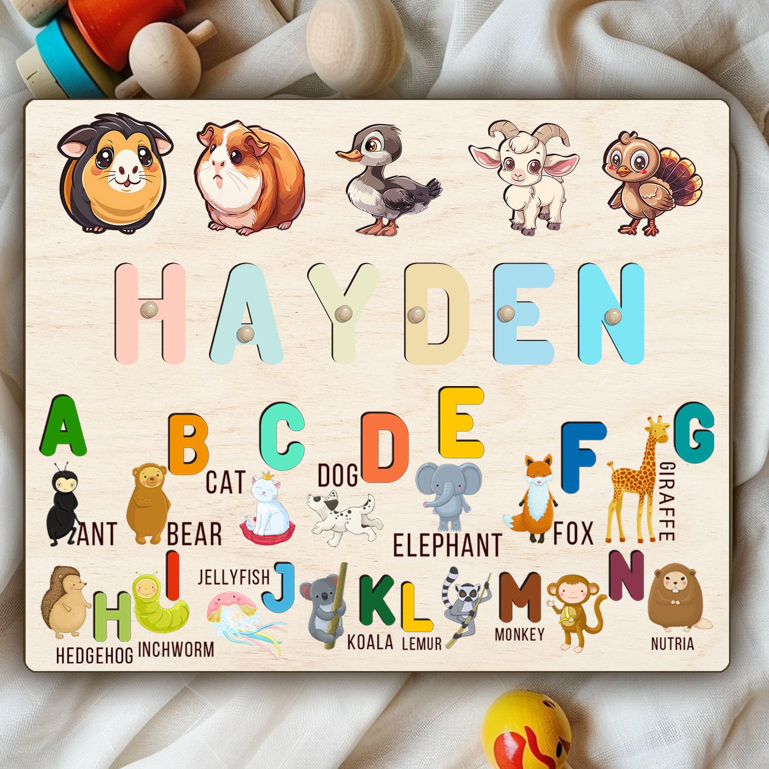 Personalized Wooden Name Puzzle for Toddlers 1-3 1