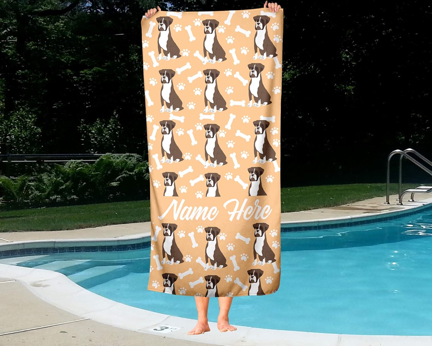 Personalized Boxer Face Towels for Beach and Bath