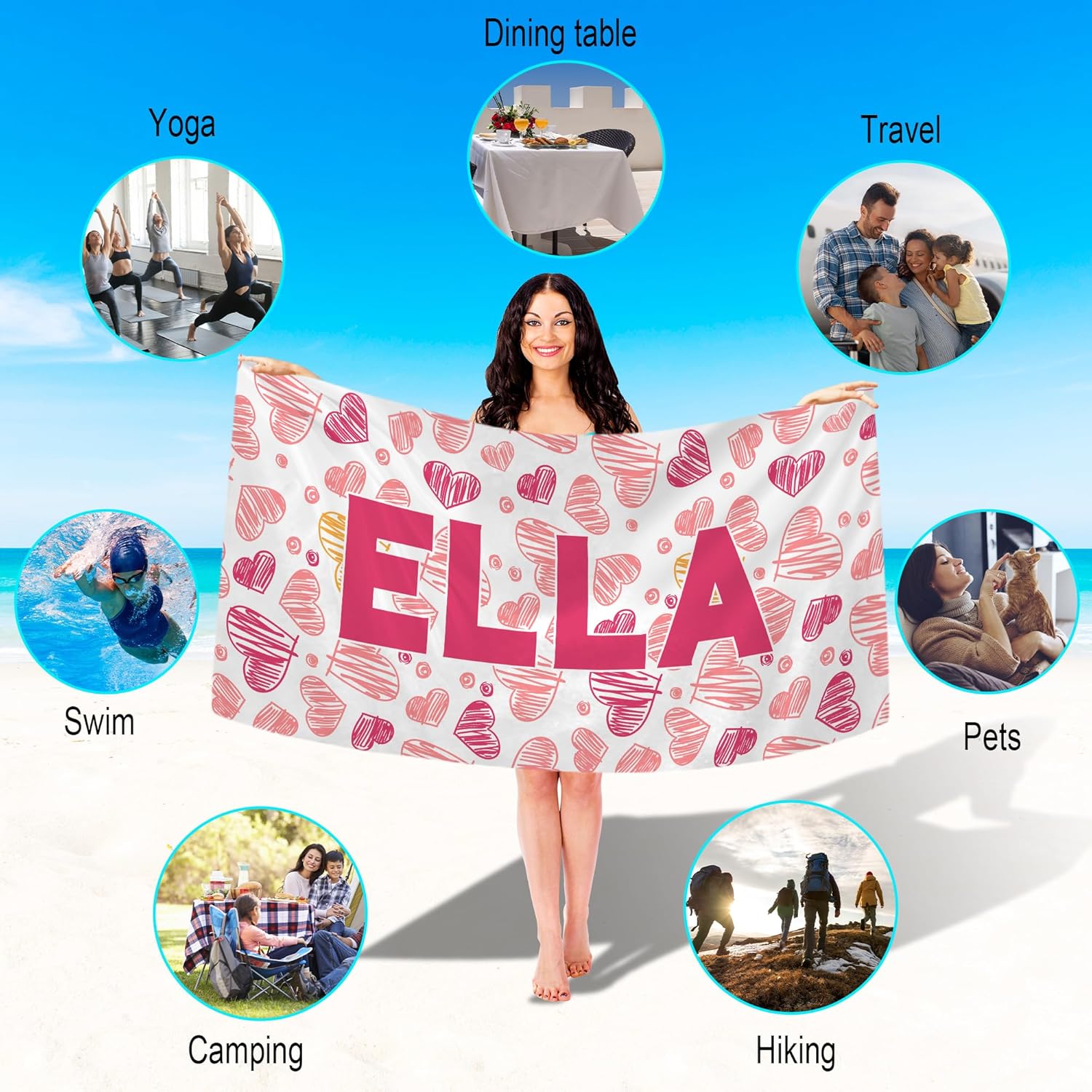 Differ More Custom Name Beach Towel for Women