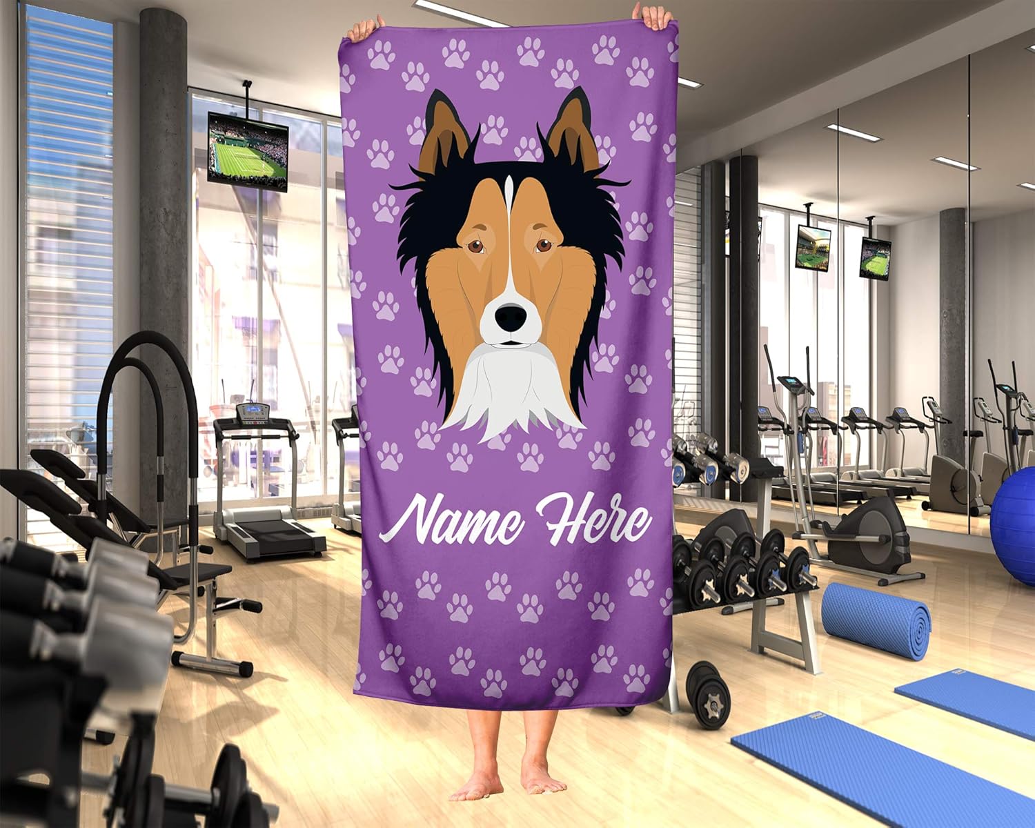 Personalized Border Collie Face Beach Towel