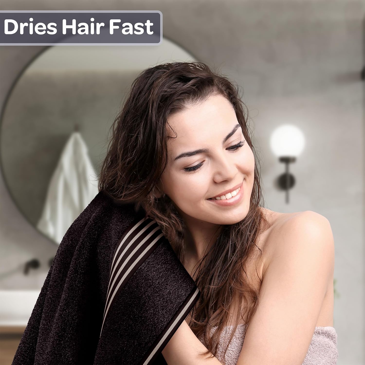 Lavish Home Bath Towels Set - 2PC 35x70in 500 GSM Cotton Black