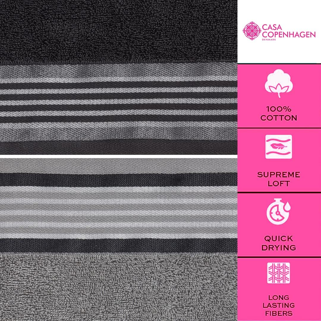 CASA COPENHAGEN He She 6 Piece Towel Set - Silver Grey Dark Grey