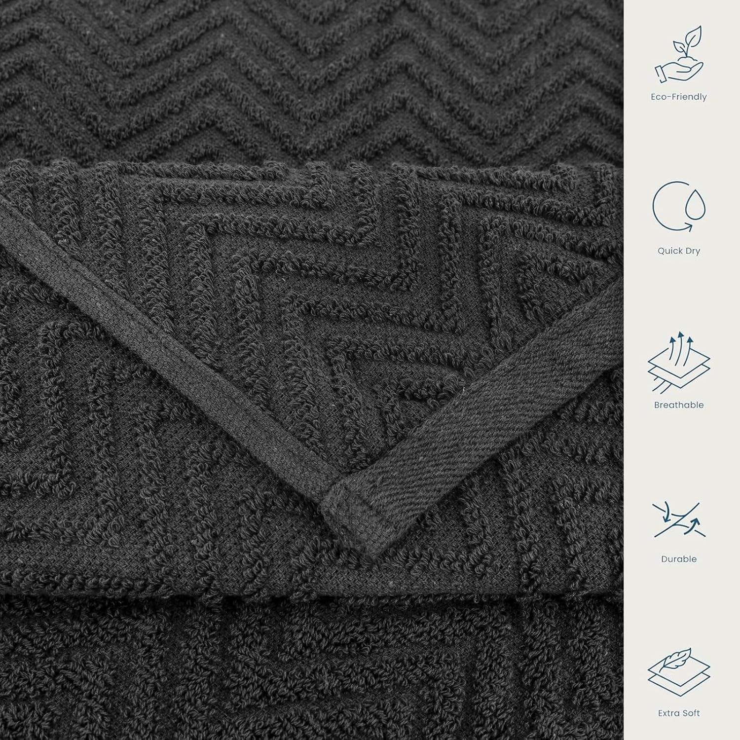 CASA COPENHAGEN Wave Textured 6-Piece Towel Set - Pine Grey