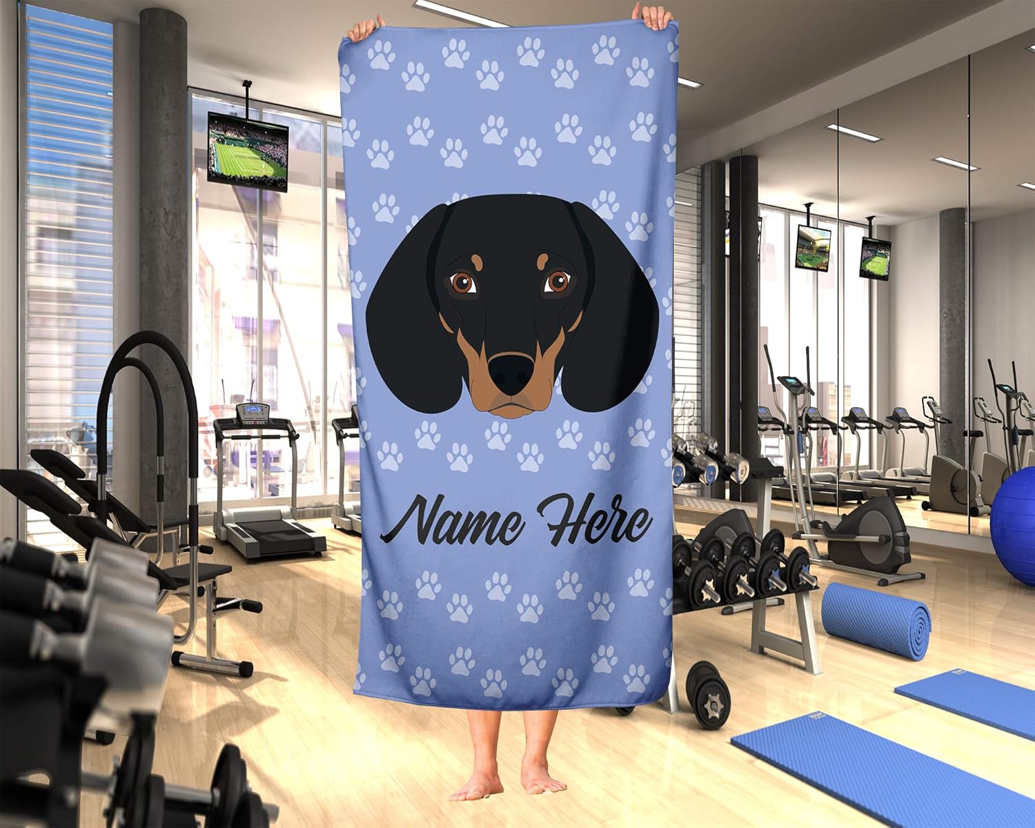 Personalized Dachshund Face Beach and Bath Towels
