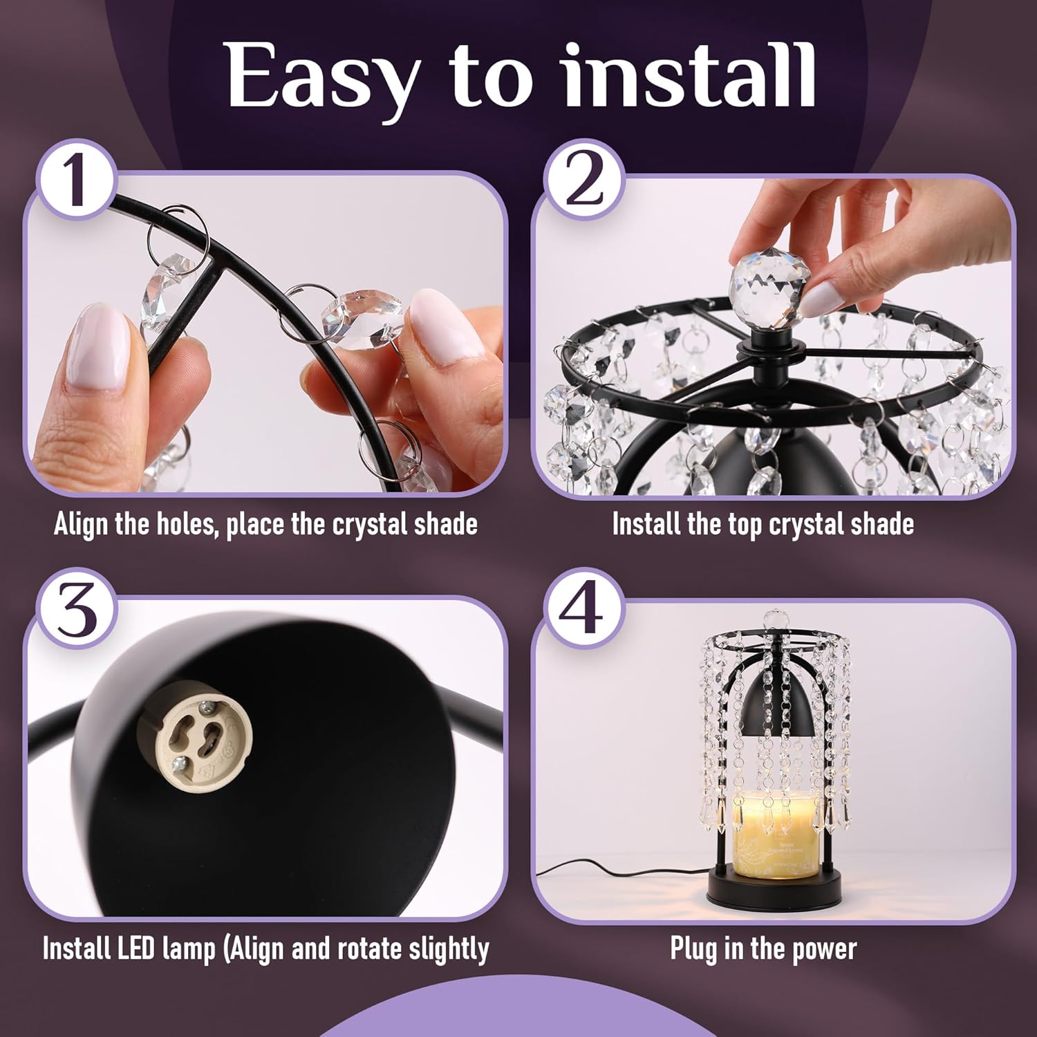 Elegant Candle Warmer Lamp with Timer and Crystals