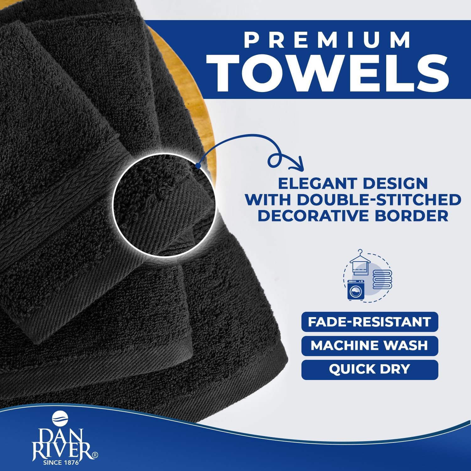 DAN RIVER 100 Cotton 8-Piece Bath Towel Set in Black