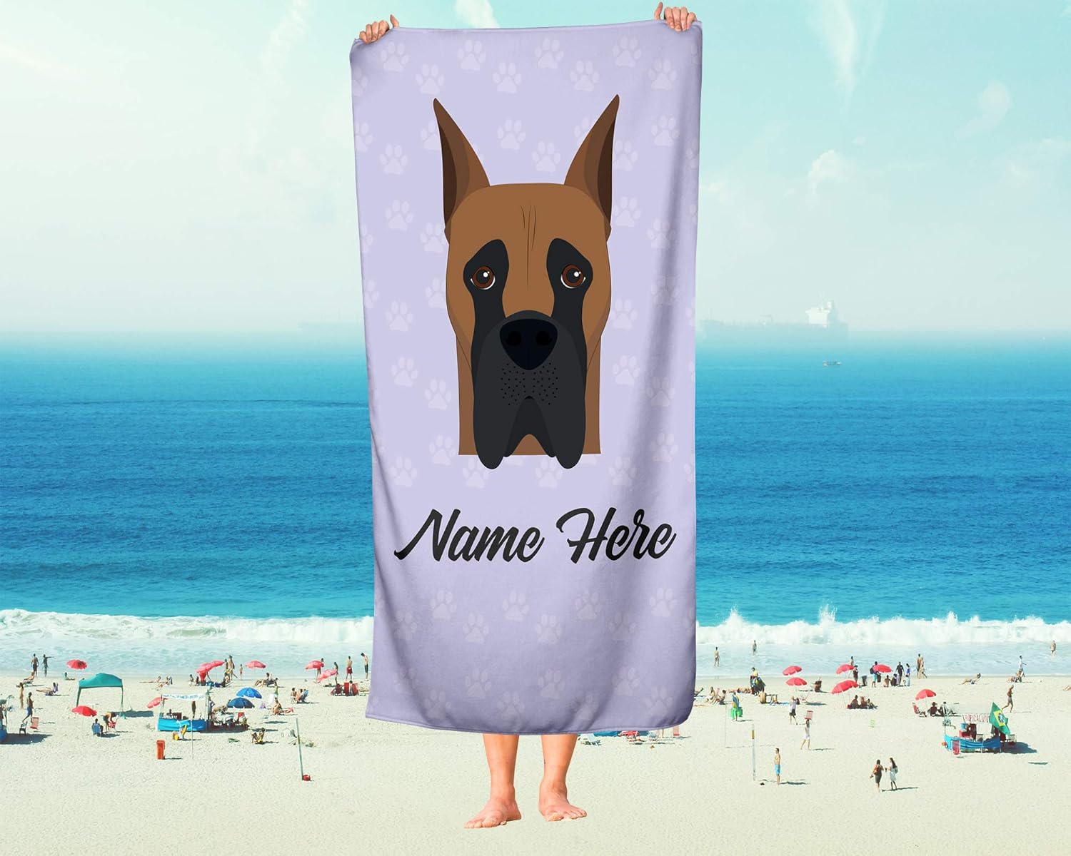 Personalized Great Dane Towels for Beach and Bath