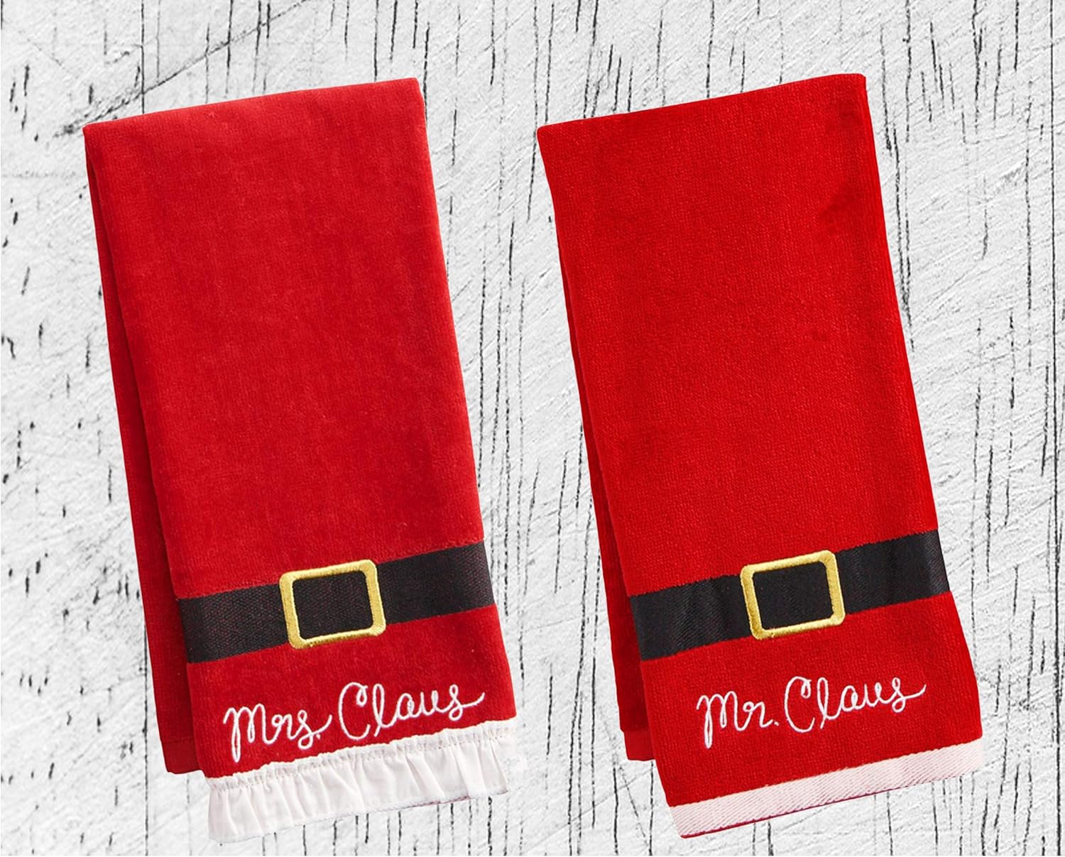 Christmas Towels Set of 2 with Santa Belt Design