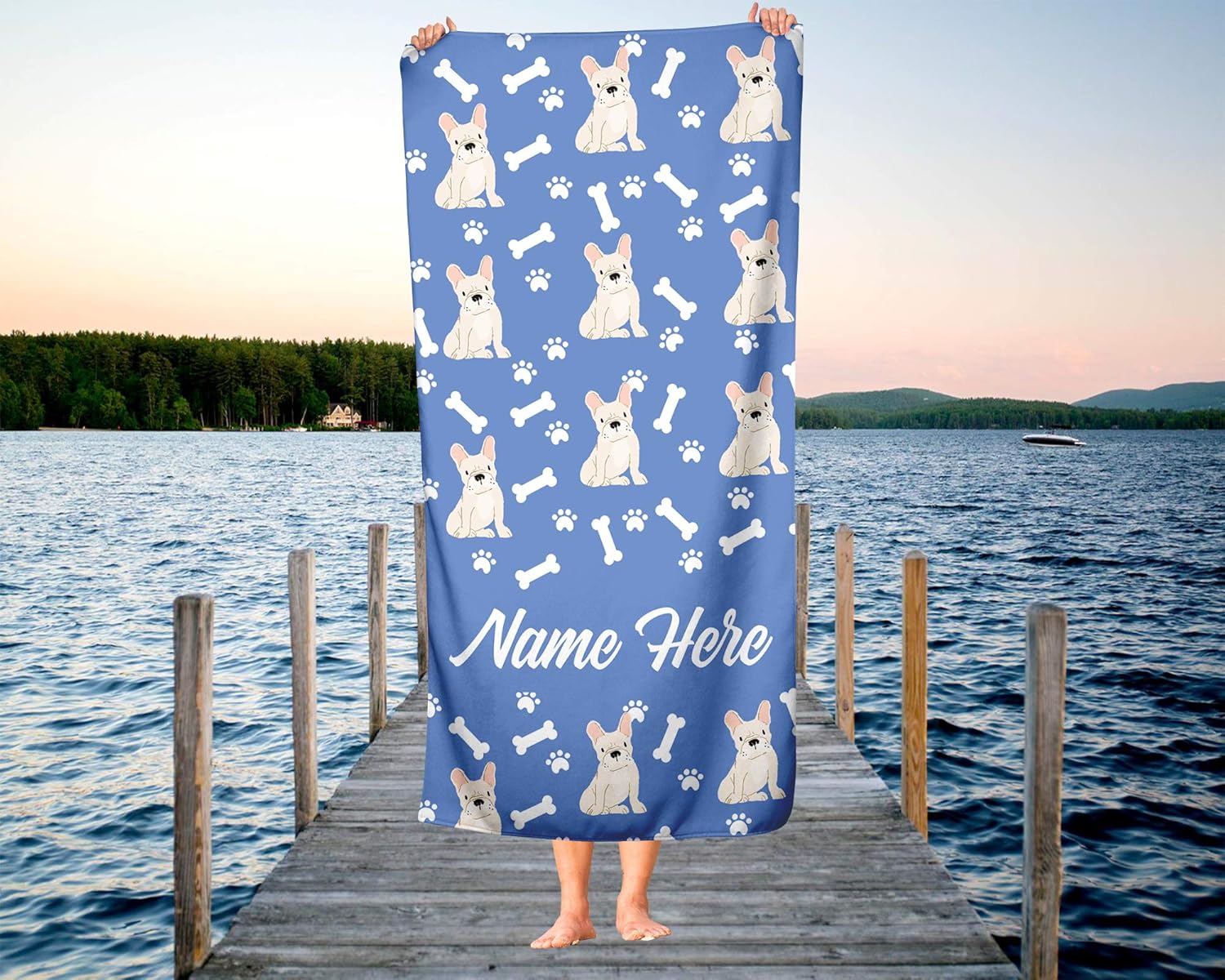Personalized Fawn French Bulldog Pattern Towels - Large Medium 1