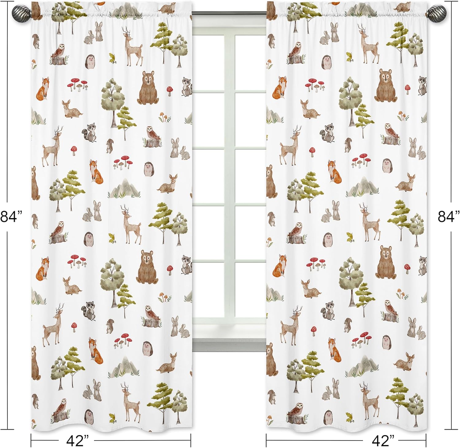 Sweet Jojo Designs Woodland Forest Animal Window Panels Set of 2