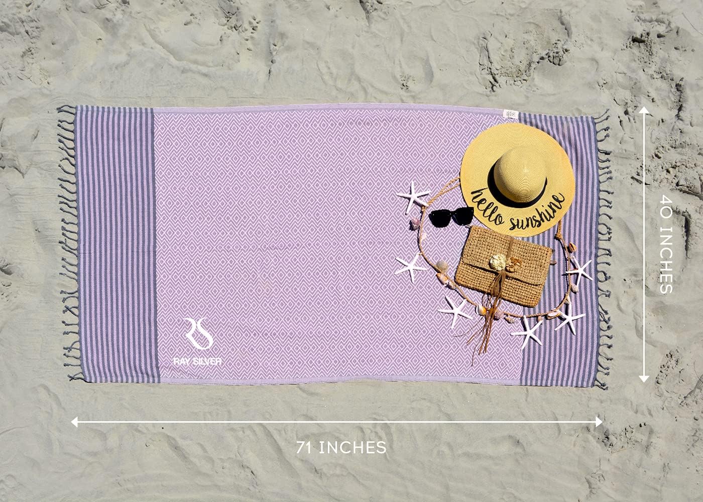 RAY SILVER 4-Pack Turkish Beach Towels 40x71 100 Cotton